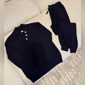 Tommy John Navy Blue Sweater Jogger Knit Set - Women’s M